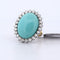 Bague 54 Bague vintage en or blanc 18 carats ornée d'une turquoise cabochon et de diamants 58 Facettes
