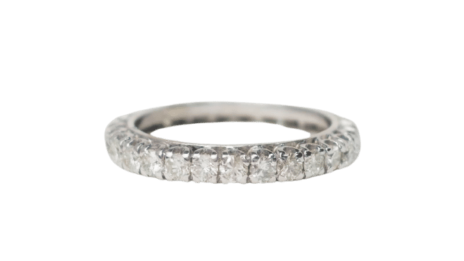 Bague 50 Alliance américaine en or blanc et diamants 1.12ct 58 Facettes 30903