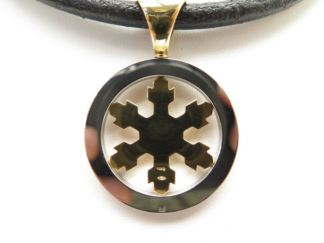 collier BULGARI tondo pendentif flocon de neige or jaune 18k acier