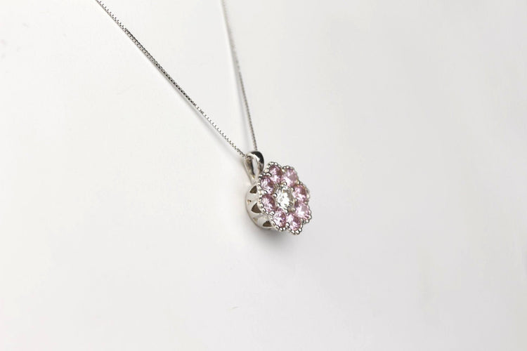Collier Collier saphirs roses et diamant 58 Facettes