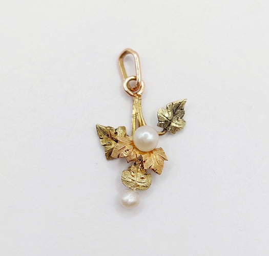 Pendentif Pendentif victorien fleur en or rose et jaune 18k et perles 58 Facettes A02325