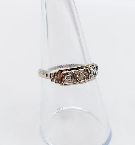 Bague 54 Bague jarretière art deco or blanc 18k et platine, diamants taille brillants (circa 1920) 58 Facettes A05583