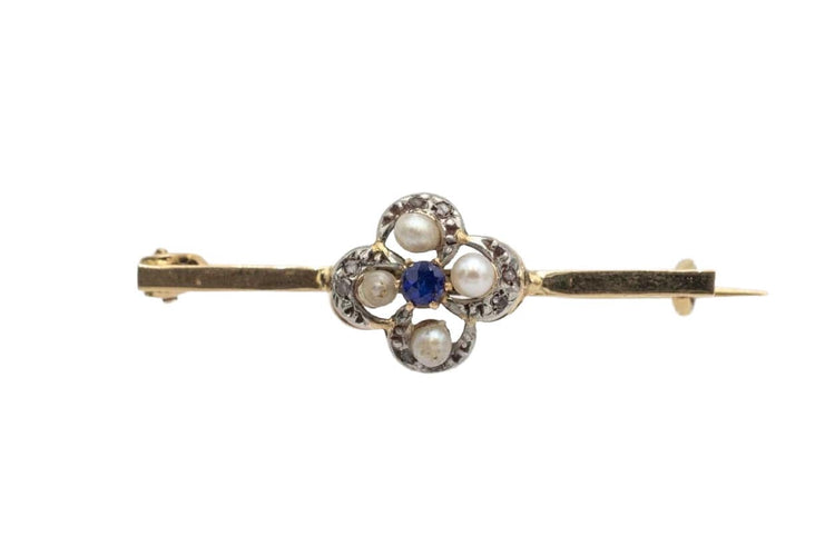 Rose gold antique brooch with pearls and diamonds 58 Facettes 10343