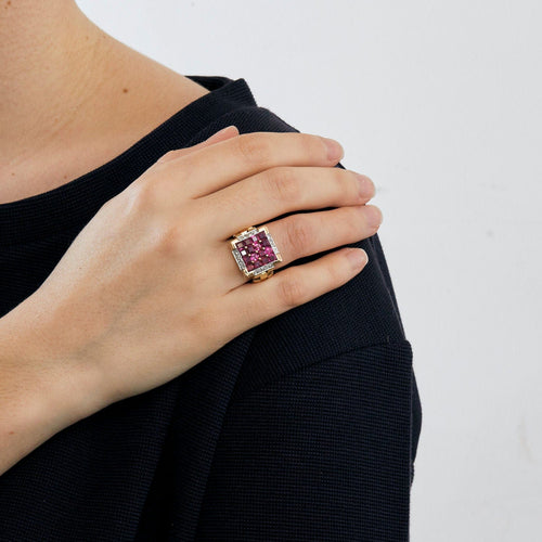 Bague 49 LACLOCHE – Bague Diamants et rubis synthétiques 58 Facettes