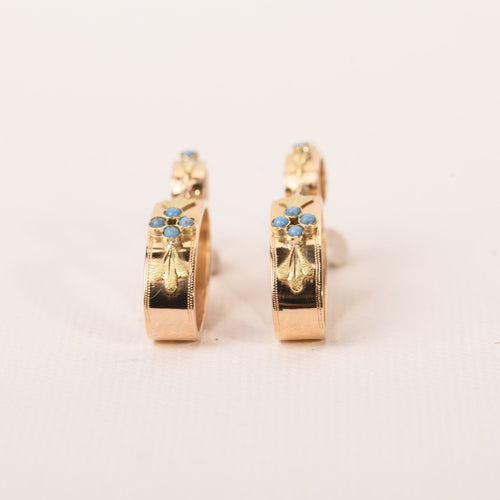 Boucles d'oreilles Boucles d'oreilles anciennes pendantes motif floral en or rose et jaune 58 Facettes LMB-249