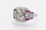 Bague 54 Bague Art Déco géométrique en or blanc 14k avec diamants et rubis 58 Facettes 11204
