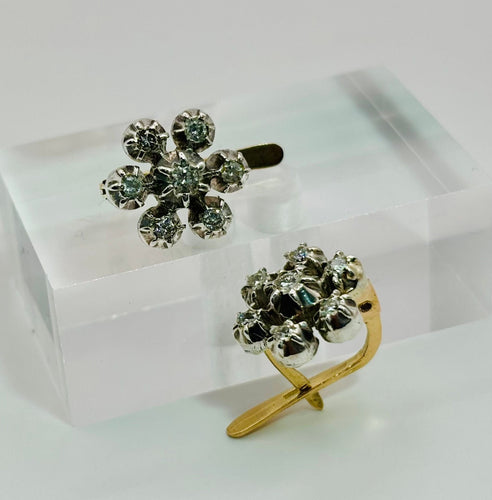 Boucles d'oreilles Boucles d'oreilles vintage en or et diamants – Motif floral 58 Facettes 50332