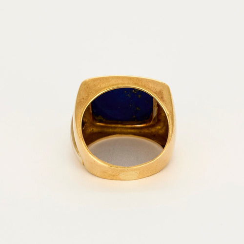 Modernistinen sormus kelta- ja valkokullasta sekä lapis-latsulista 