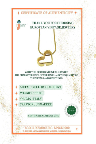 UNOAERRE - Halskæde i gult guld med hjertevedhæng