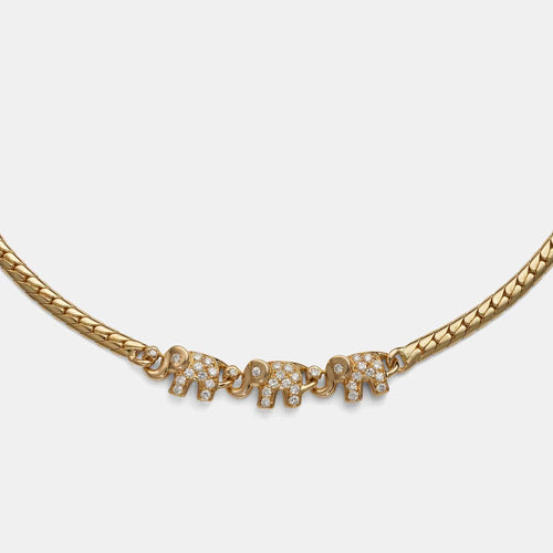 Collier FRED Eléphants vintage en or jaune et diamants 58 Facettes