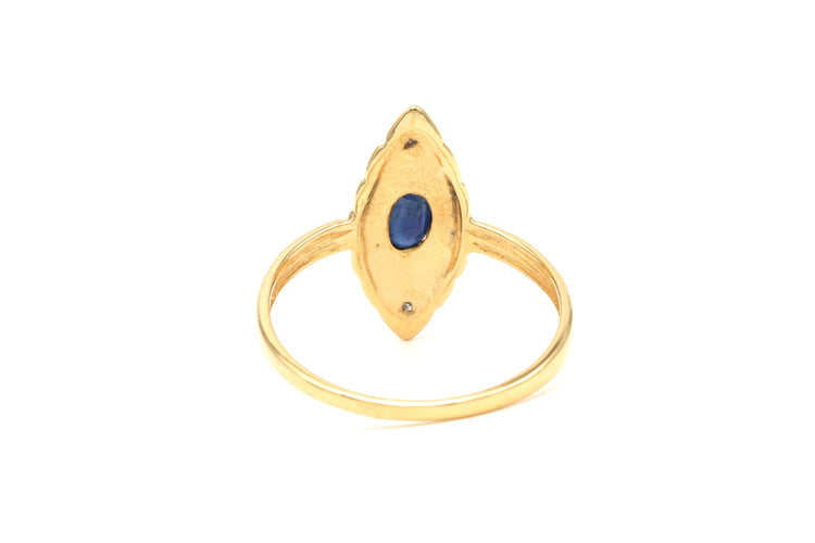 Bague 52 Bague contemporaine en or jaune 18 carats sertie d'un saphir et de diamants 58 Facettes B502
