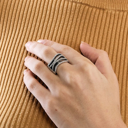 Bague 55 Bague or blanc diamants 58 Facettes RL05