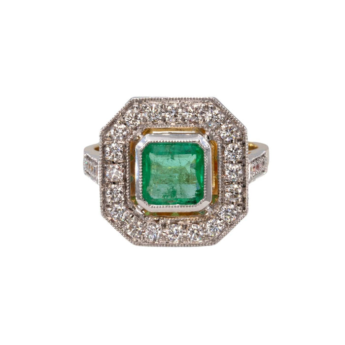 Estilo de anillo Art Deco esmeralda