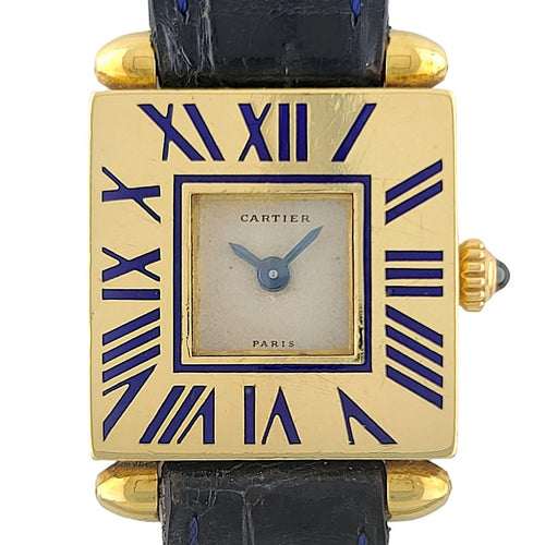 Montre Rare! - CARTIER - Quadrant Blue Enamel watch 58 Facettes