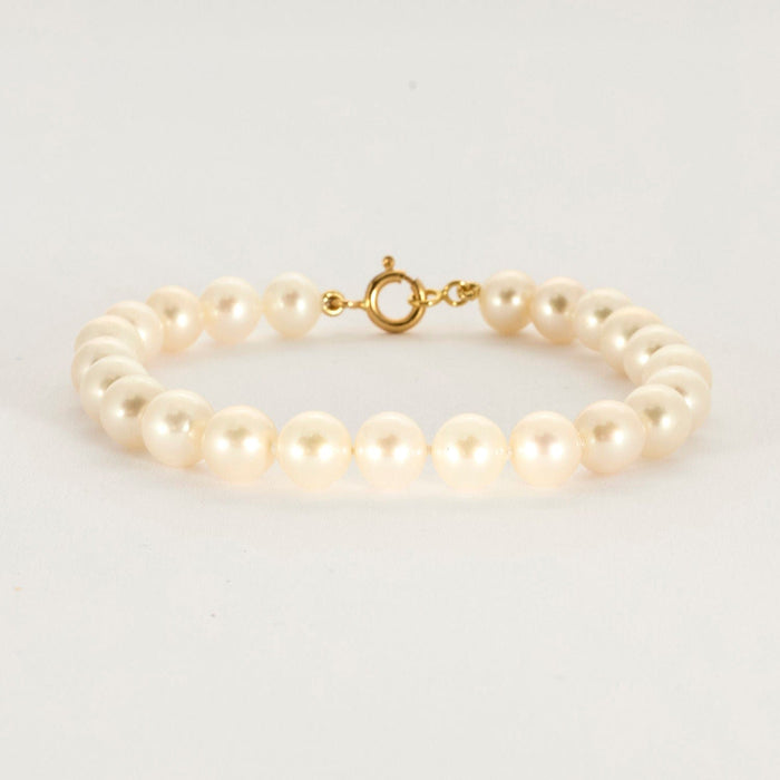 Yellow gold pearl bracelet