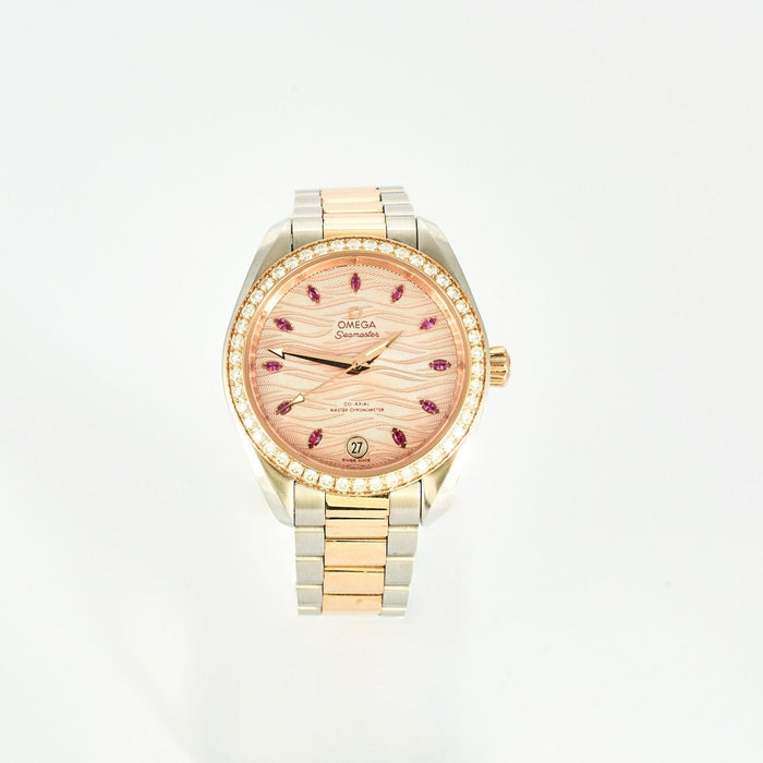 Montre OMEGA - Seamaster Aqua Terra - Montre de dame, or rose, rubis et diamants 58 Facettes 240642