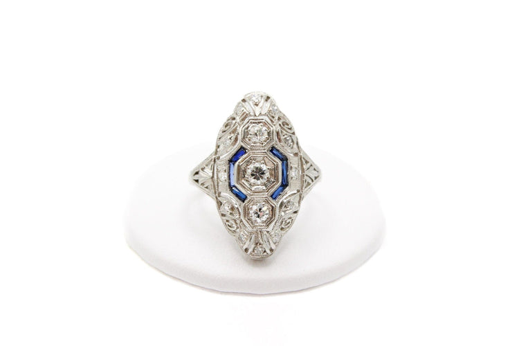 Bague 53 Bague 1930 marquise platine et diamants 58 Facettes 250309