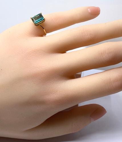 Bague 46 Bague en or jaune et tourmaline verte 58 Facettes AB617