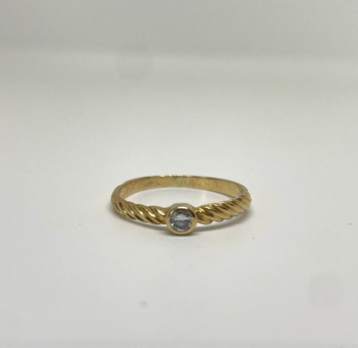 Bague 52 Bague or jaune torsadée sertie d’un diamant 0,1 carat 58 Facettes