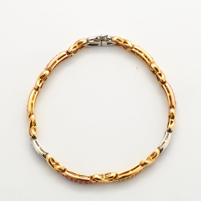 Armband mit farbigen Saphiren und Diamanten aus 18 Karat Gelbgold