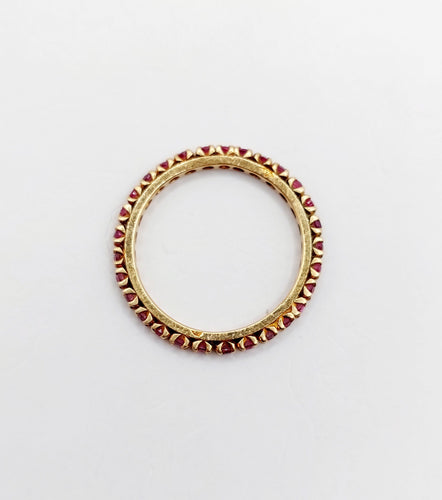 Bague 50.5 Alliance américaine or jaune petits rubis ronds (circa 1950) art deco éternité 58 Facettes A05472