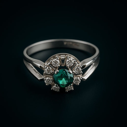 Bague 57 Bague en or blanc avec tourmaline et diamants 58 Facettes 50315