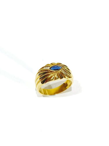Bague 54 Bague saphir et diamants en or jaune 18 carats 58 Facettes
