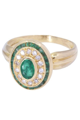 Bague 54 BAGUE MARGUERITE ÉMERAUDES ET DIAMANTS 58 Facettes 087031
