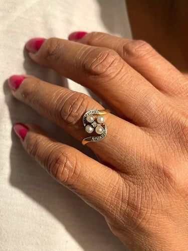 Bague BAGUE PERLES ET DIAMANTS NAPOLÉON III 58 Facettes 094811