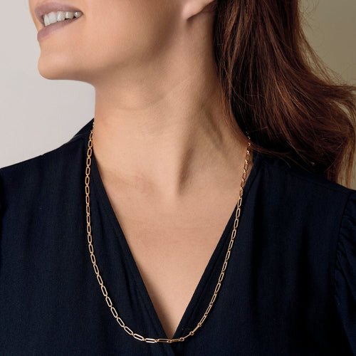 CARTIER - SANTOS - Keltakultainen ketju, jossa on avoimet soikeat lenkit 