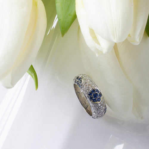 Bague BAGUE SAPHIRS PAVAGE DIAMANTS OR GRIS 18K 58 Facettes 0