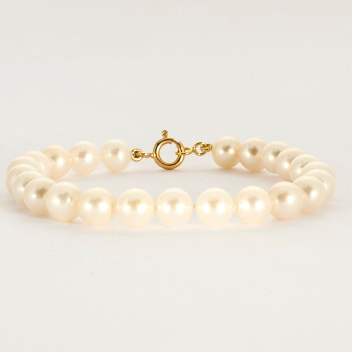 Yellow gold pearl bracelet