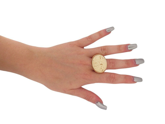 Bague 55 bague POMELLATO victoria engraved t55 en or jaune 18k agate & diamant 58 Facettes 268834