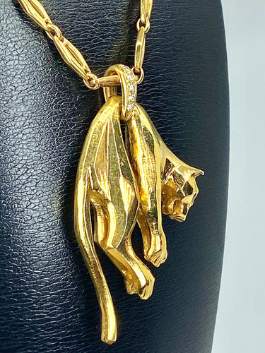 Collier Cartier - Collier « C de Cartier » et pendentif panthère de Cartier, or jaune et diamants 58 Facettes AB435