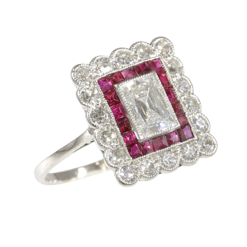 Bague 54 Amour éternel déco : Romance avec une bague en diamant et rubis 58 Facettes 23249-0100