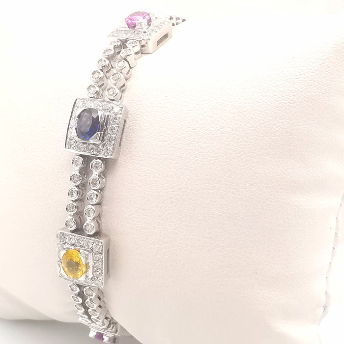 Bracelet Bracelet or diamants et saphirs 58 Facettes