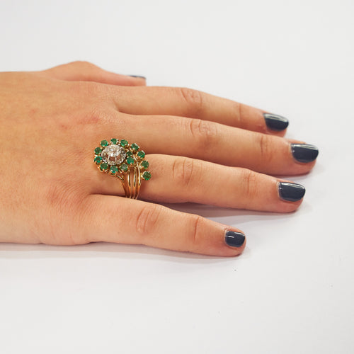 Bague Bague Or Jaune Emeraude Diamants 58 Facettes LOT 814