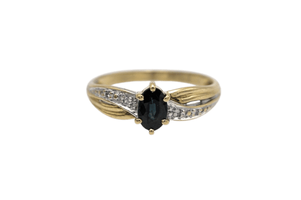 Bague 51 Vintage yellow gold ring with sapphire and diamonds, mid-20th century 58 Facettes 9859