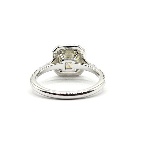 Bague 53 Bague or blanc, diamant vert, entourage diamants taille brillant 58 Facettes