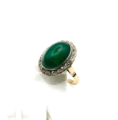 Ring 52 Ring i gult og hvidt guld med grøn jade og diamanter 58 Facettes 50397