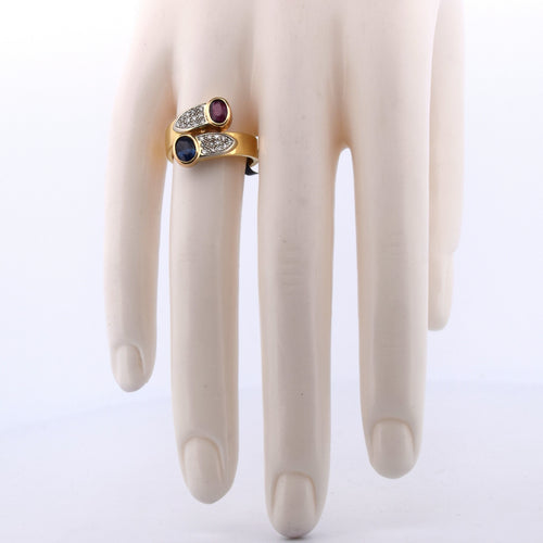 Bague 53 Bague en or jaune avec saphir et rubis 58 Facettes