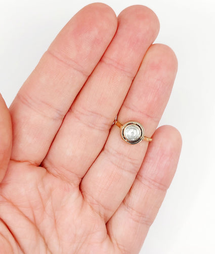 Inel Inel solitar antic din aur de 14k cu diamant tăiat roz de Olanda de 6 mm 