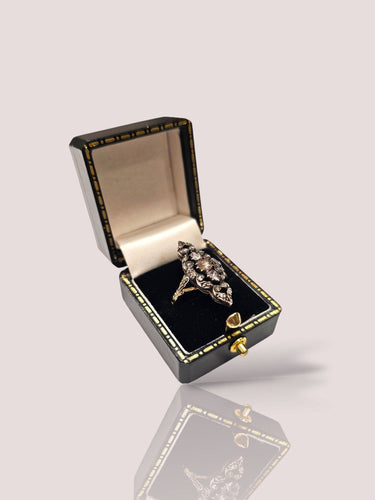 Bague 56 Bague ancienne en or jaune avec diamants roses en argent 58 Facettes 11814