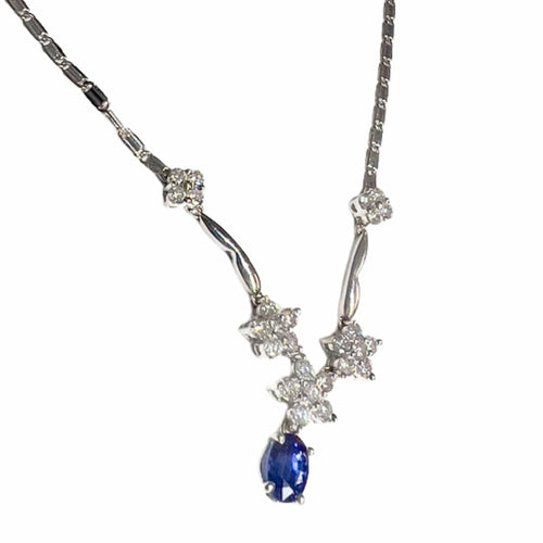 Collier Collier / ras du cou moderne du XXIe siècle avec SAPHIR et diamants 58 Facettes Q138B(952)