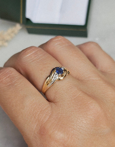 Bague 55 Bague Saphir en Or jaune et Blanc 58 Facettes 637