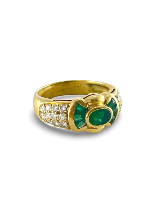 Bague 54 Bague or jaune émeraudes et diamants 58 Facettes