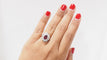 Bague 56 Bague Entourage En Or Blanc, Rubis Et Diamants 58 Facettes F4385