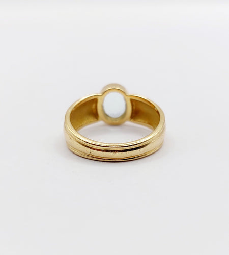 Bague 49 Bague jonc vintage or jaune 18k aigue marine de 0,70 carats 58 Facettes A06182
