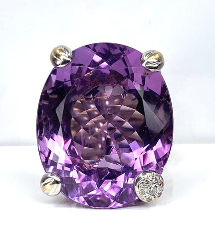 Bague 60 DIOR - Bague or blanc, grand modèle MISS DIOR, améthyste et diamants 58 Facettes AB638