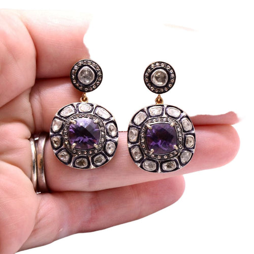 Boucles d'oreilles Boucles d’oreilles indiennes « Harmonie » améthyste 58 Facettes 188